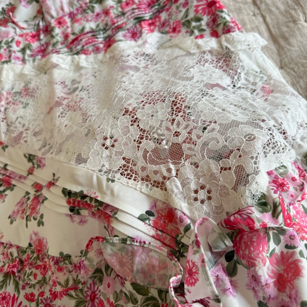 For Love & Lemons Pink and White Floral Lace Maxi Dress - Picture 5 of 16